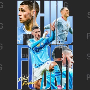 Phil Foden | Manchester C. Design PNG | Poster PNG | Printable Football T-Shirt Design | Instant Download and Ready To Print