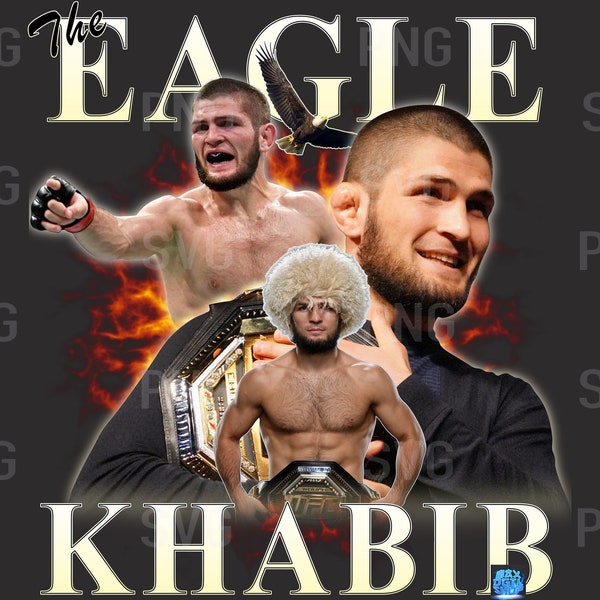 Khabib | The Eagle T-Shirt Design PNG | Vector T-Shirts PNG | Printable Bootleg MMA Tee Shirt Design | Instant Download and Ready To Print