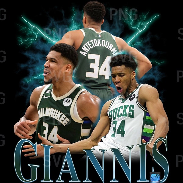 Giannis Antetokounmpo Design PNG | Vector T-Shirts PNG | Printable Bootleg Basketball Tee Shirt Design | Instant Download and Ready To Print