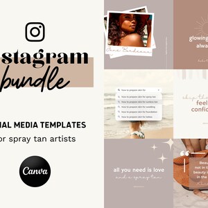 Instagram for Spray Tanning Business Canva Templates Bundle - Boho Style Aesthetic