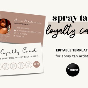 Cartão de fidelidade para empresa de bronzeamento artificial - Cartão de visita editável - Modelo Canva