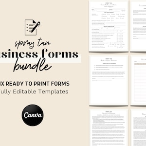 Forms for Spray Tanning Business Bundle - Editable Forms - Canva Templates