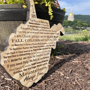 West Virginia gedicht rustieke houten bord muurhanger (bergbeklimmers, altijd gratis gedicht) 13,5 x 15 x 3/4 inch lasergesneden en gegraveerd