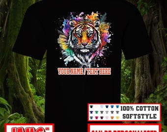 Personalized Tiger T-Shirt, Custom Name, Vibrant Graphic