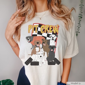 Pit Crew Shirt, Funny Dog Shirt, Pit Bull Shirt, Pit Stop Shirt, Comfort Color Pitbull Shirt, Checkered Flag Shirt, Dog Mom Shirt (1717)