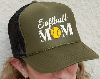 Softball Mom Trucker Hat, Softball Mom Baseball Hat, Hat For Softball Mom, Baseball Softball Mom Hat