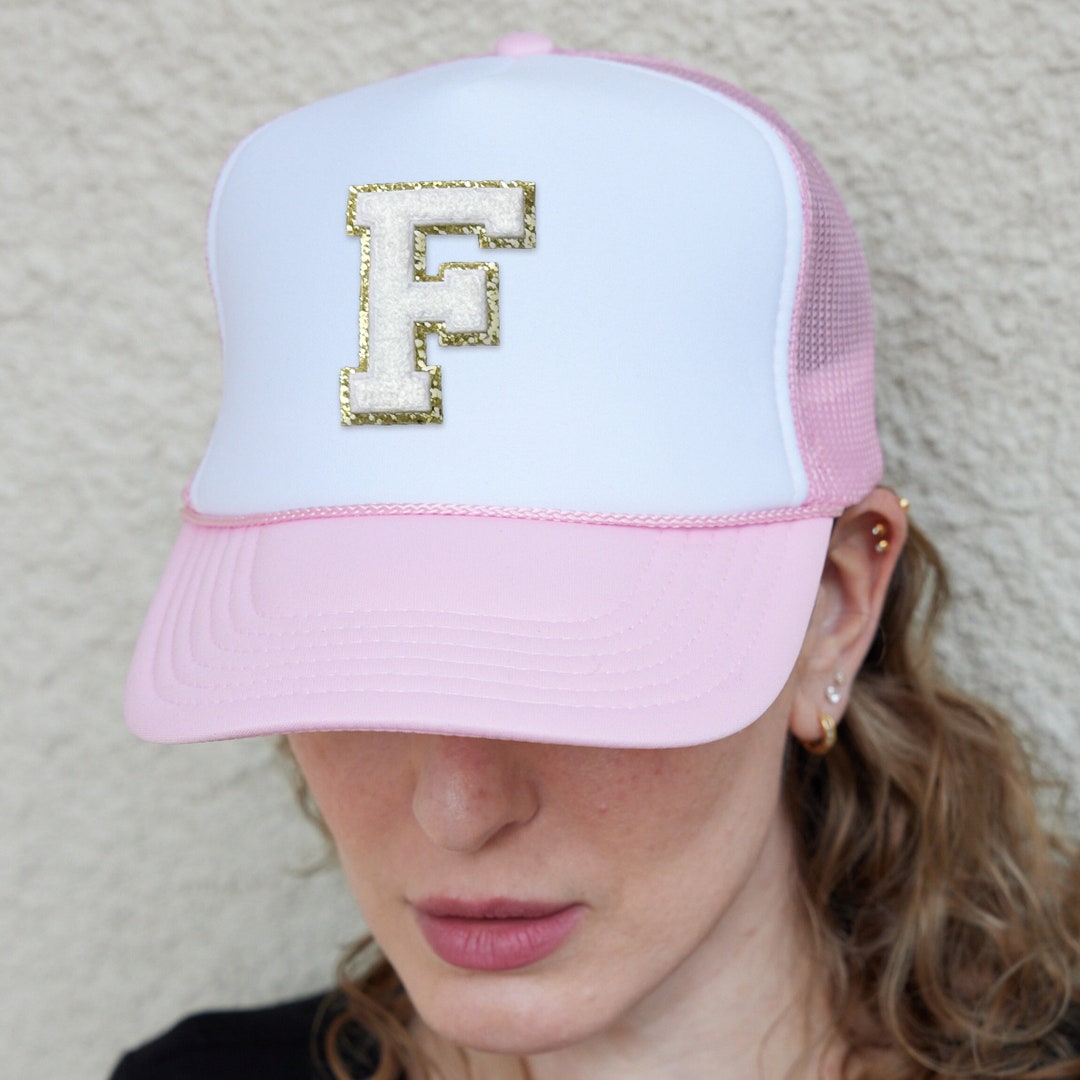 Chenille Letter Patch Hat, Varsity Letters Trucker Hat, Hat With