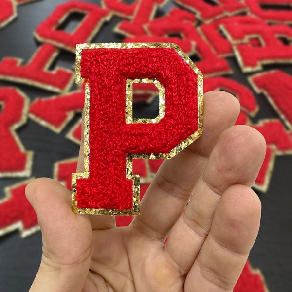 Red Chenille Letter Patch, 2.5 inch,  Iron On Patch Chenille Letters, DIY Name Alphabet Patches,  Patches For Clothing Bags