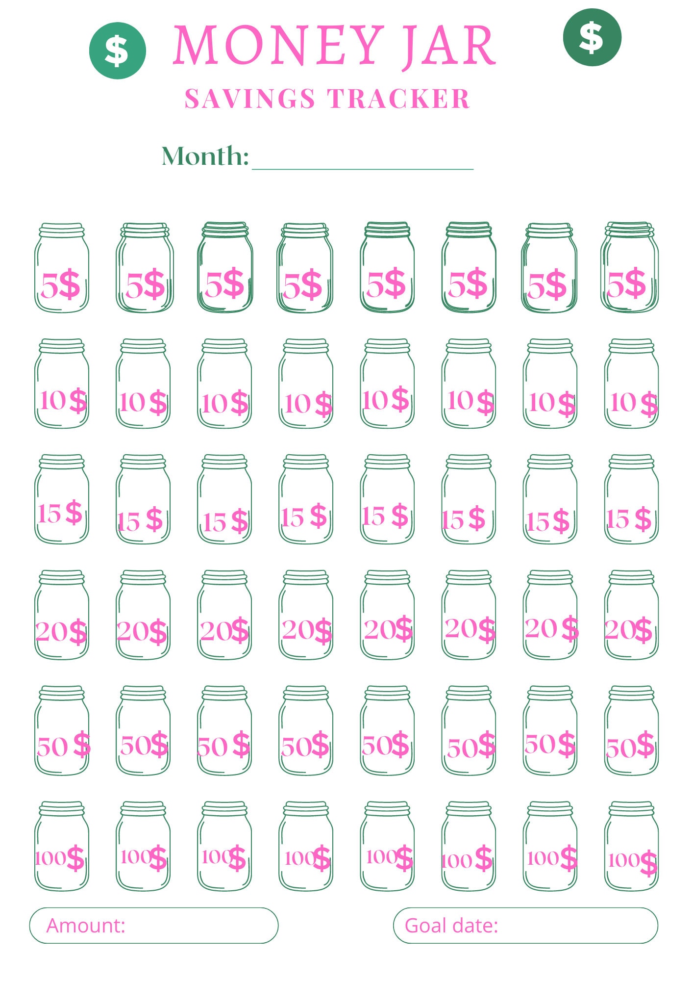 Money Saving Tracker, Printable Savings Challenge - Etsy