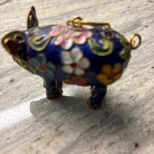 Cloisonne pig figurine Christmas Ornament