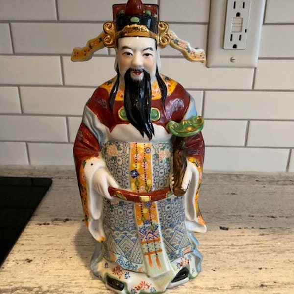 Chinese porcelain / Sanxing Gods vintage figurines / Fu Lu Shouu