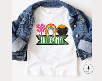 Youth & Toddler Personalized Shamrock Shirt, St. Patrick's Day Tshirts, Personalized Gift w/Kid's Name, St. Patrick's Day Personalized Shirt