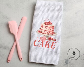 I Love You More Than Cake, Valentine's Towel, Valentine's Decor, Gift for Lovers, Gift for Valentines, Kitchen Towel, Kitchen Decor