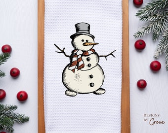Snowman Towel, Holiday Tea Towel, Winter Towel, Secret Santa Gift, Gift Exchange, Holiday Hostess Gift, Home Decor,  Gift
