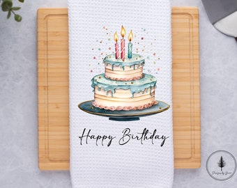 Happy Birthday Kitchen Towel, Kitchen Towel, Birthday Gift, Birthday Decor, Gift for Birthday, Graphic Kitchen Towel, Birthday Celebration
