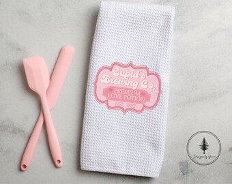 Cupid's Brewing Co, Valentine's Towel, Valentine's Decor, Gift for Lovers, Gift for Valentines, Kitchen Towel, Kitchen Decor