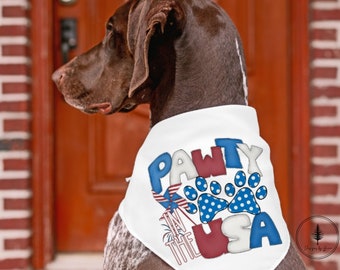 Dog Bandana, Pet Bandana, Patriotic Pet Bandana, Pawty in the USA