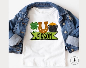 Youth & Toddler Personalized Shamrock Shirt, St. Patrick's Day Tshirts, Personalized Gift w/Kid's Name, St. Patrick's Day Personalized Shirt