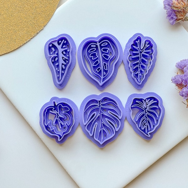 Plant Leaf Clay Cutters, Dangle and Statement sizes, Stud size available under separate listing, Polymer Clay Cutters, Botanical Clay Cutter