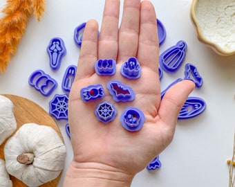 Tiny Halloween cutters, Halloween stud cutters, Purchase as bundle or Separatel,Two Size Options, Polymer Clay Cutter, Spooky Clay Cutters,