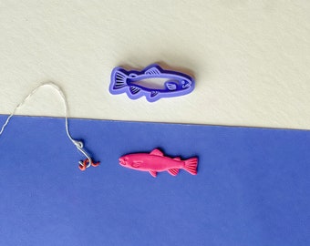 Trout Clay Cutter, Fish Clay Cutter, Summer Clay Cutter, Polymer Clay Cutters, Individual or Mirrored Set Options