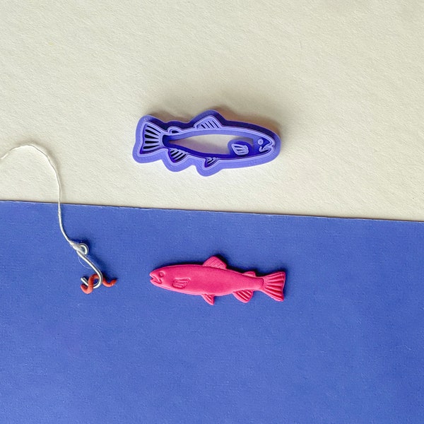 Trout Clay Cutter, Fish Clay Cutter, Summer Clay Cutter, Polymer Clay Cutters, Individual or Mirrored Set Options