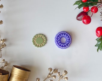 Scandinavian Wreath Clay cutter, Polymer clay cutter, Christmas Clay cutter, Winter foliage Clay Cutter
