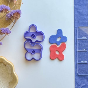 Blobby Flower Dangle Set, Polymer Clay Cutter Set, Clay Dangle Sets, Elegant Clay Cutter, 3 piece cutter set