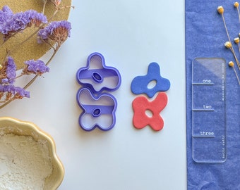 Blobby Flower Dangle Set, Polymer Clay Cutter Set, Clay Dangle Sets, Elegant Clay Cutter, 3 piece cutter set