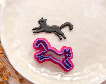 Leaping Black Cat Polymer Clay Cutter