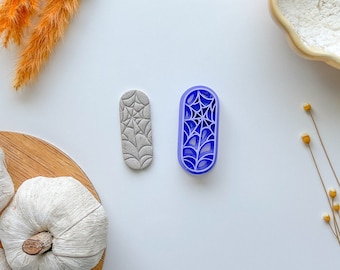 Oval Spiderweb Clay Cutter, Halloween Clay Cutter Available in Two Sizes, Polymer Clay Cutter, Spooky Clay Cutter