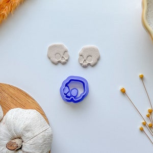 Organic Skull clay cutter, Halloween Clay Cutter, Available in Two Sizes, Mirrored option, Polymer Clay Cutter