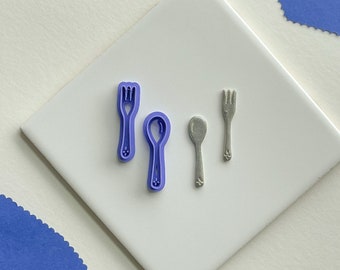 Fork and Spoon Clay Cutter, Individual or set, Picnic Clay Cutters, Polymer Clay Cutters