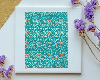 Green flower with orange middle Clay Transfer Sheet, 4x5 inches, Groovy Clay Transfer, Polymer Clay Transfer Paper