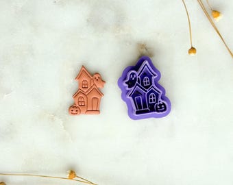 Haunted House Polymer Clay Cutter | Spooky Halloween House Clay Cutter | 3D Printed Embossed Cutter