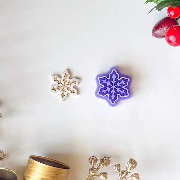 Scandinavian Snowflake Clay Cutter, Earring and Ornament size options, Polymer Clay Cutter, Christmas Clay cutter, Winter clay cutter