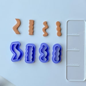 Funky Dangle Clay Cutter Set, Set med fyra, Cutters, Abstrakta lercutters, Polymer Clay Cutter, Squiggle Clay Cutter, Vågig lercutter