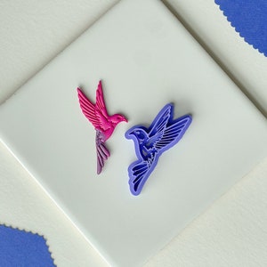 Taglierina per argilla polimerica a forma di colibrì - Strumento per orecchini stampato in 3D / Forniture per gioielli Cottagecore e uccelli