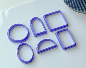 Set of 6 Basic Shape Clay Cutters, Multiple Size Options, Polymer Clay Cutters, Individual shapes available in separate listings, .5-2in