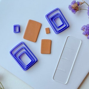 Basic Rectangle Clay Cutter, Sizes .5 inches to 2 inches, increments of .25 inches, Basic shape sets available in separate listing
