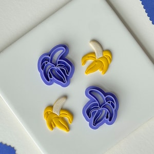 Peeled Banana Clay Cutter, Individual OR Mirrored Set Options, Fruit Clay Cutters, Summer Clay Cutters, Polymer Clay Cutters