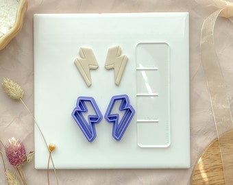Lightning Bolt clay cutter, Polymer Clay Cutter, 1.5 inch, mirrored set available