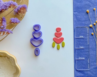 Heart Pebble Dangle Set, Polymer Clay Cutter Set, Clay Dangle Sets, Funky Clay Cutter, 4 piece cutter set