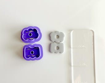 Floral Donut Shaped Cutter Set – 3D Printed Polymer Clay Cutter with Built-In Hole – Clay Earring Tool