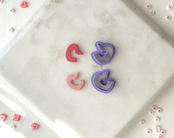Mirrored heart hoop Clay Cutter Set, Polymer Clay Cutter, Valentines Clay Cutter