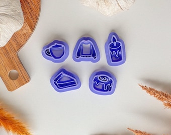 Cozy Fall Clay Cutters, Purchase as a set or Individually, Two sizes available, Stud and Dangle Cutters, Fall Polymer Clay Cutters