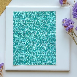 Green Flowers with blue middle Flower Clay Transfer Sheet, 4x5 inches, Groovy Clay Transfer, Polymer Clay Transfer Paper