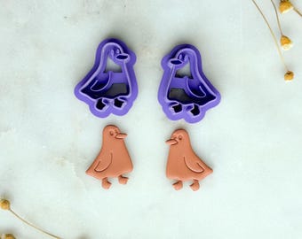 Ghost Goose Polymer Clay Cutter | Spooky Goose in Ghost Costume Cutter in 2 Sizes | 3D Printed Embossed Clay Cutter for Jewelry