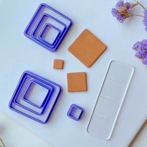 Basic Square Clay Cutter, Sizes .5 inches to 2 inches, increments of .25 inches, Basic shape sets available in separate listing