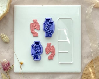 Groovy Wave clay cutter, Polymer Clay Cutter, 1.5 inch, mirrored set available